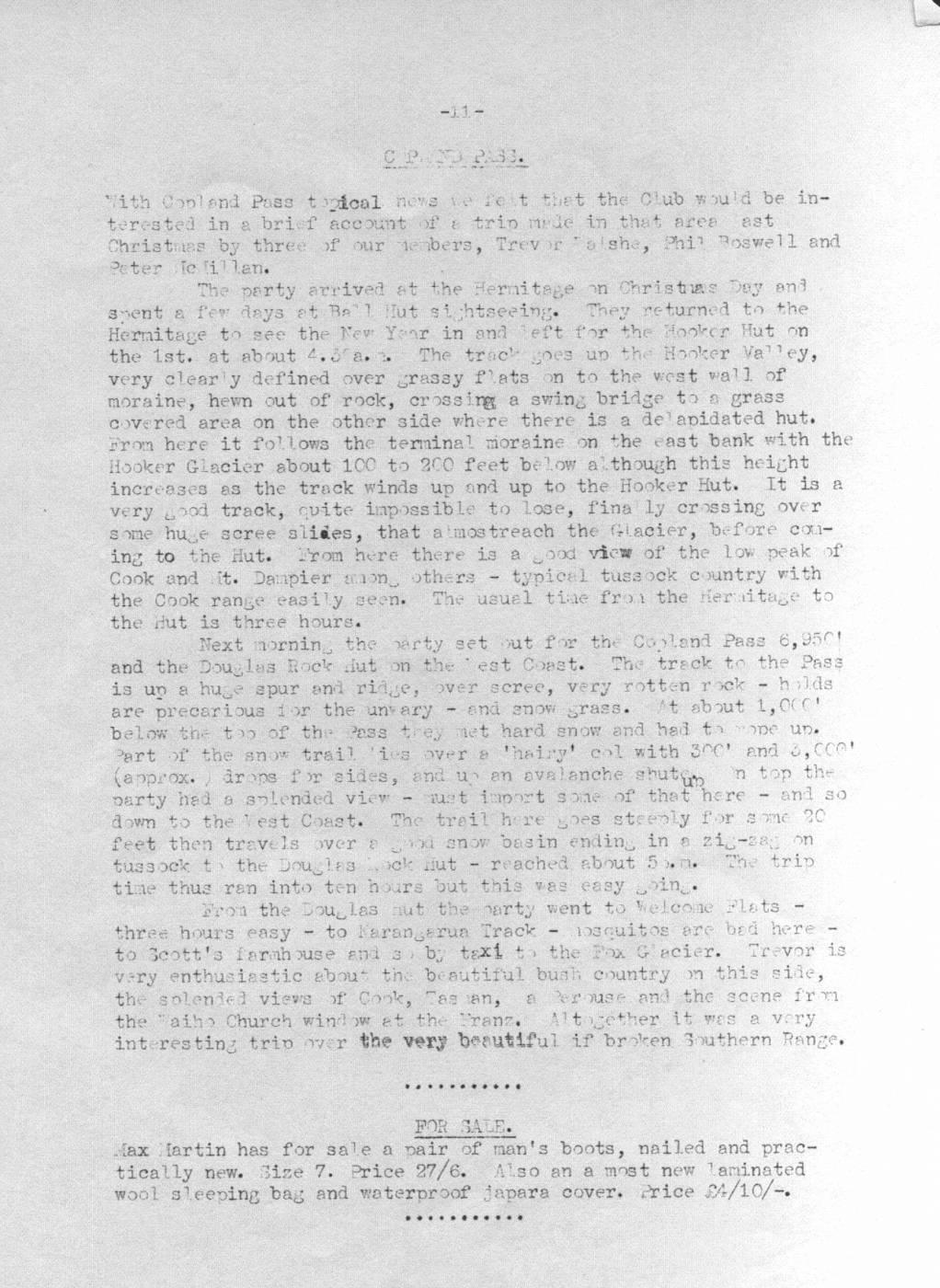 Scanned journal page 1 of 1: Copland Pass, Xmas 1947