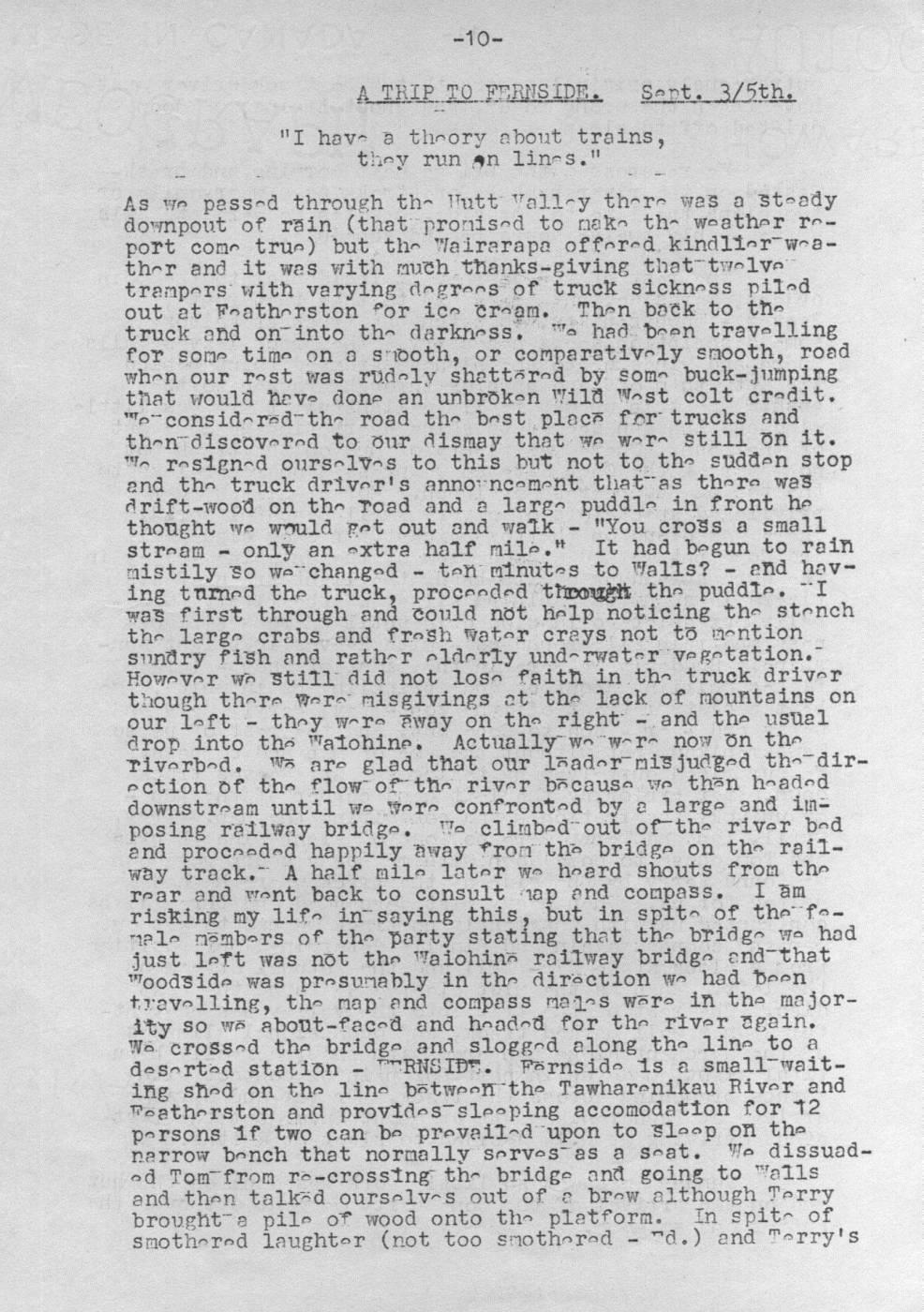 Scanned journal page 1 of 3: A Trip to Fernside
