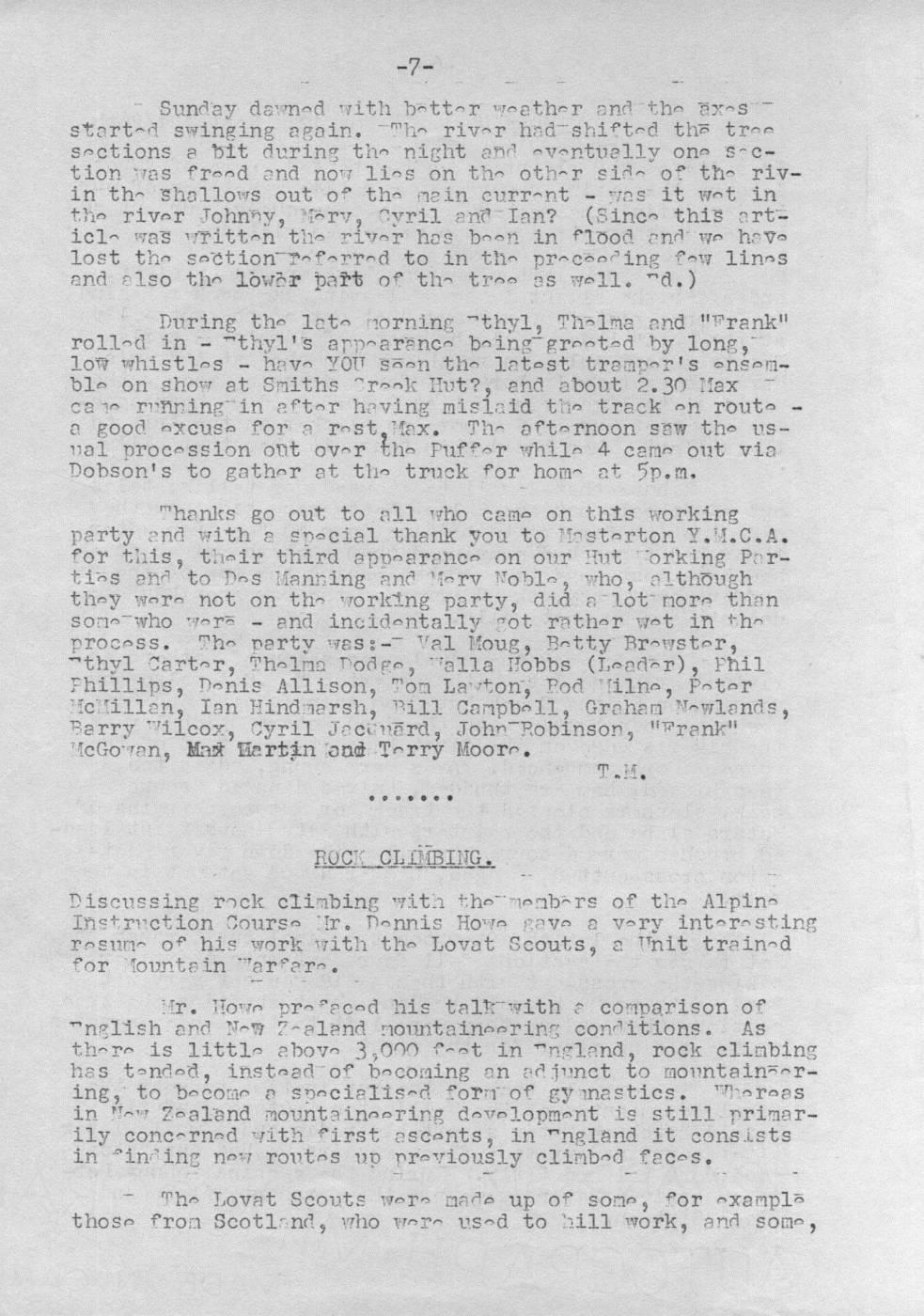 Scanned journal page 2 of 2: Hut Working Party No. 10