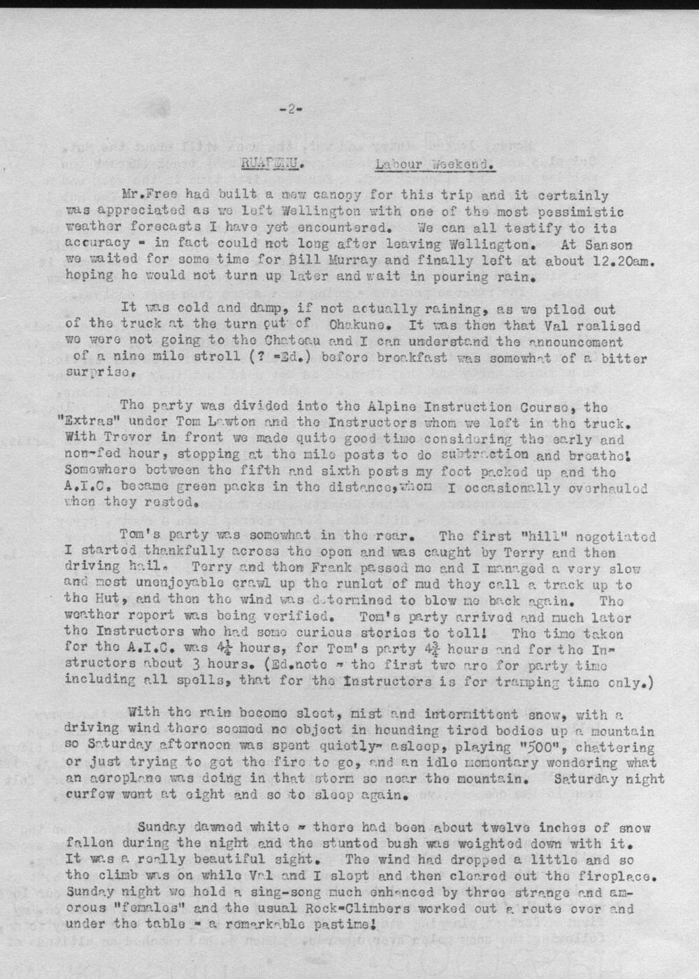 Scanned journal page 1 of 2: Ruapehu - Labour Weekend