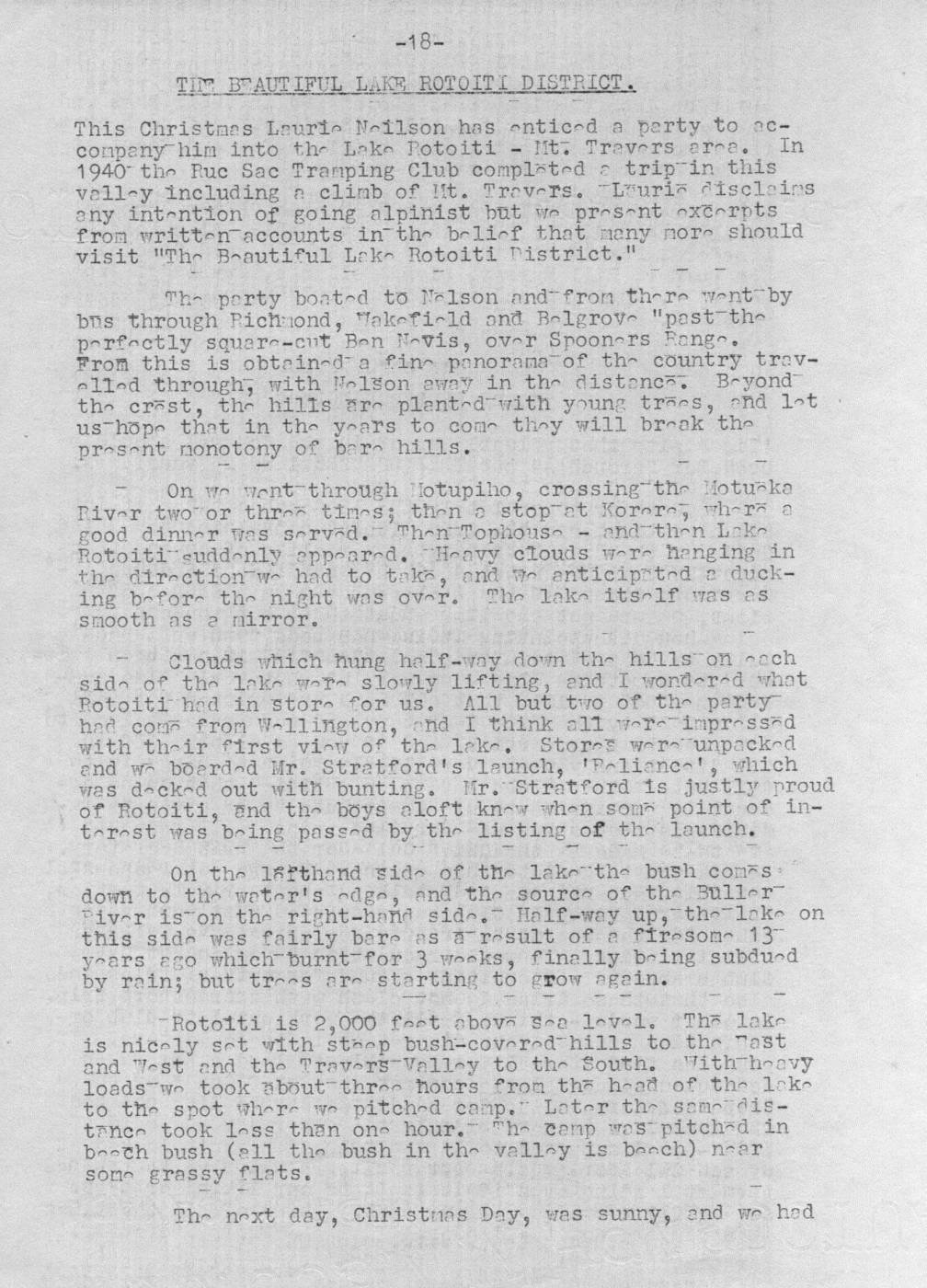 Scanned journal page 1 of 3: The Beautiful Lake Rotoiti District