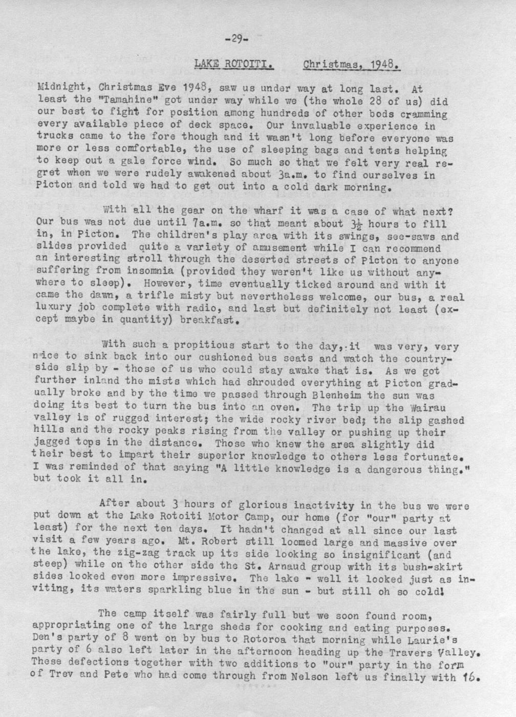 Scanned journal page 1 of 2: Lake Rotoiti. Christmas, 1948