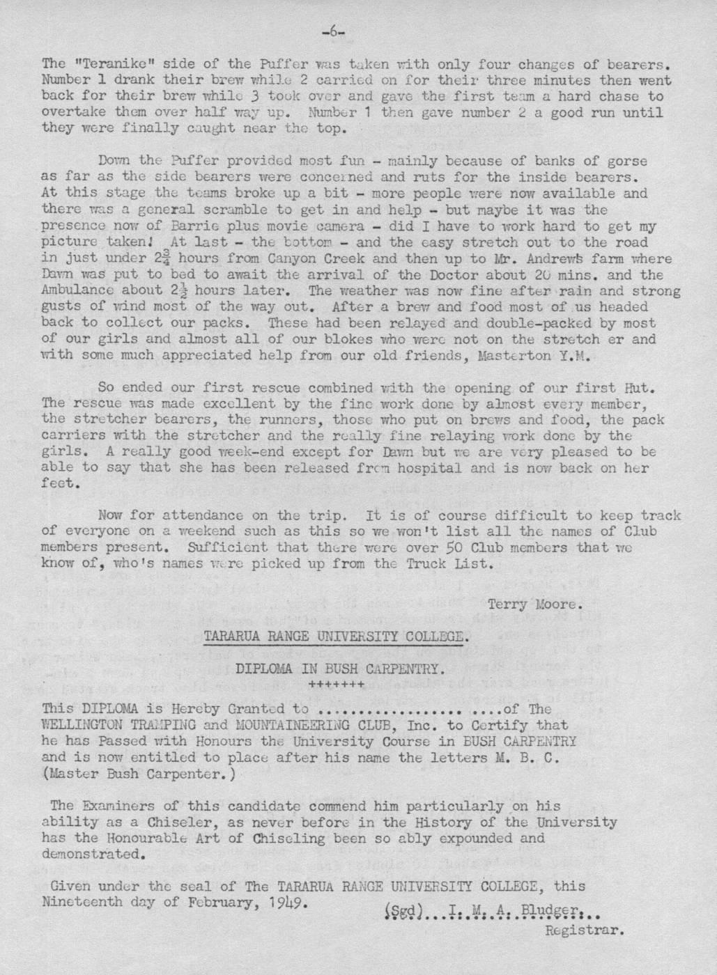 Scanned journal page 4 of 5: Opening of Smiths Creek Hut