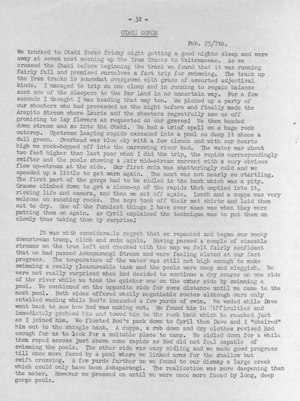 Scanned journal page 1 of 3: Ōtaki Gorge