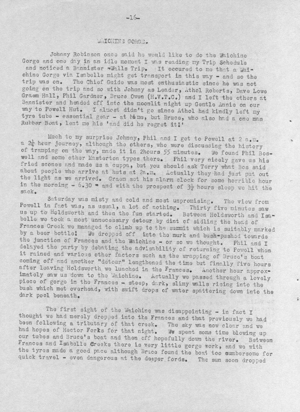 Scanned journal page 1 of 3: Waiohine Gorge