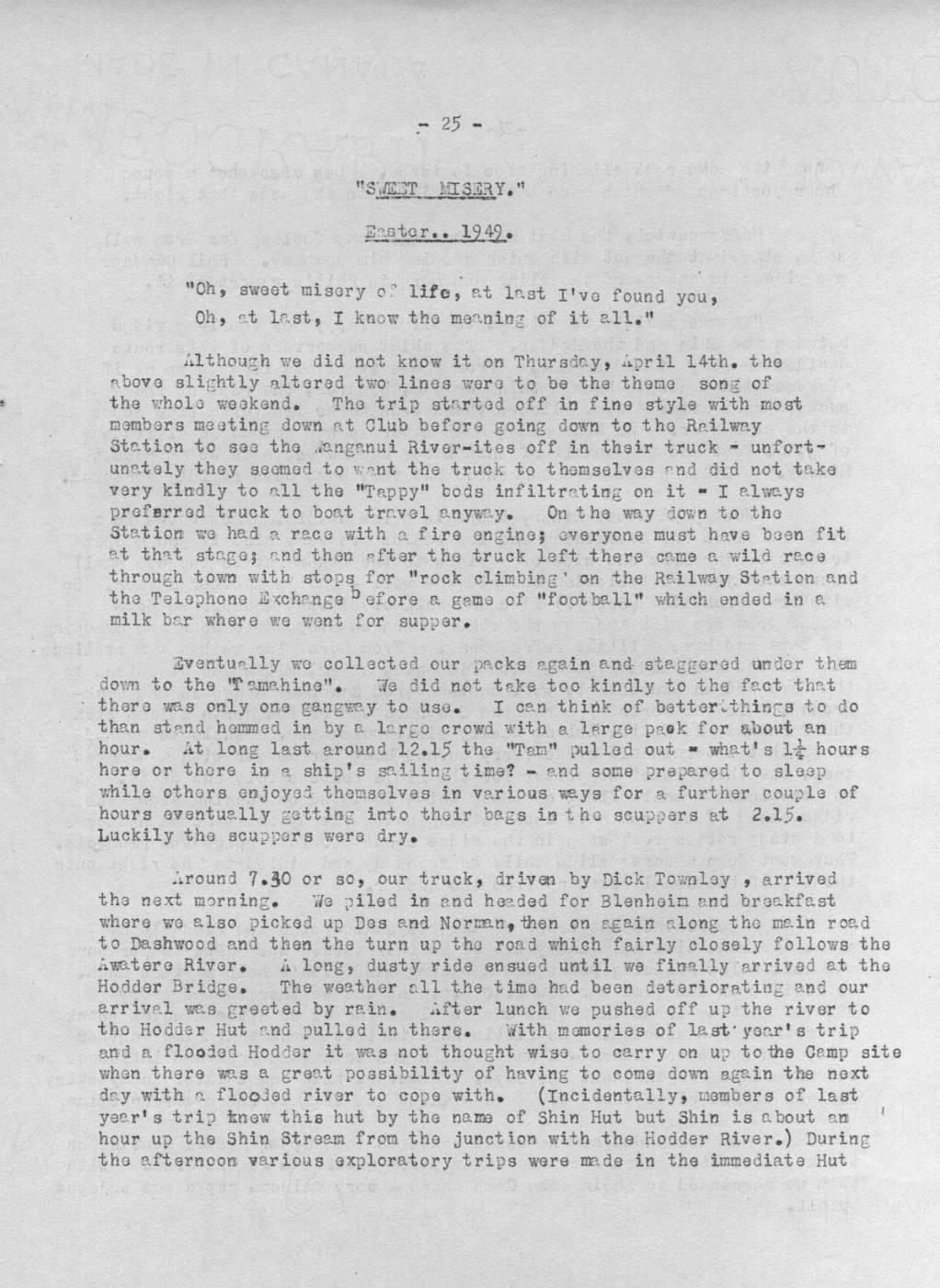 Scanned journal page 1 of 5: Set Misery (Easter 1949)