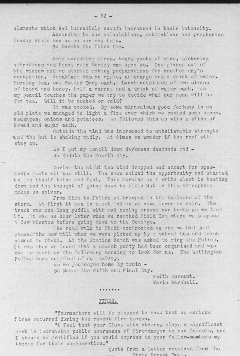 Scanned journal page 3 of 3: Five Day Weekend