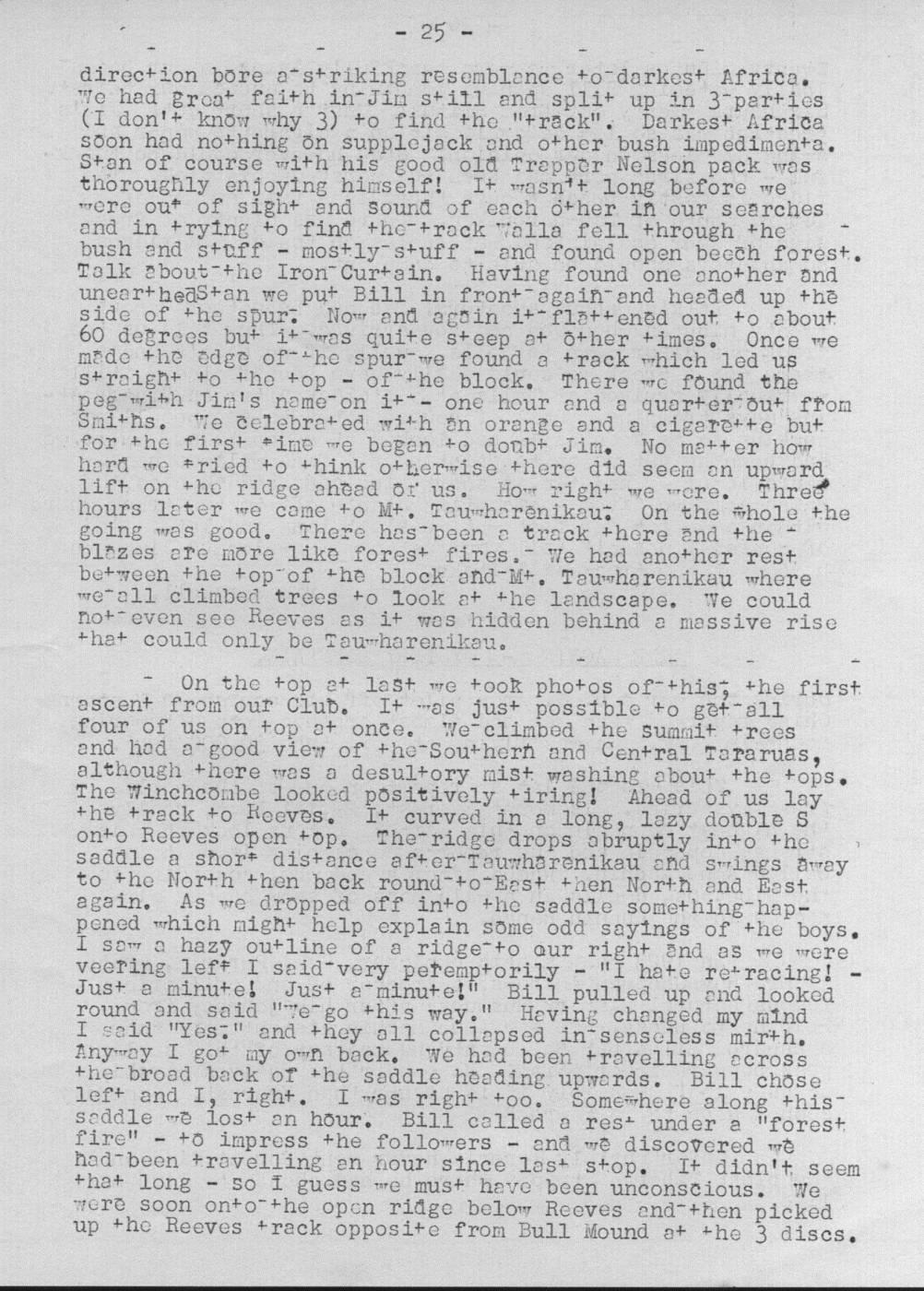 Scanned journal page 2 of 3: Mt Tauwharenikau - Reeves