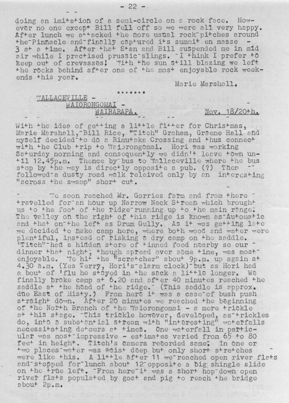 Scanned journal page 1 of 2: Wallaceville - Waiorongomai - Wairarapa