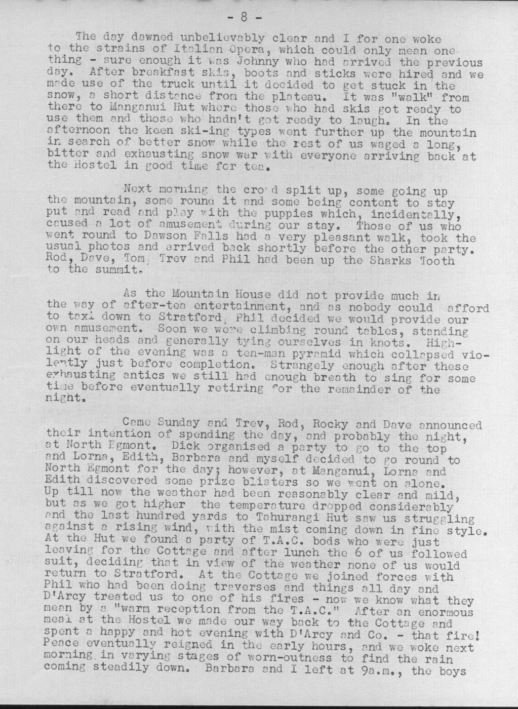 Scanned journal page 2 of 3: Mount Egmont (Easter 1950)