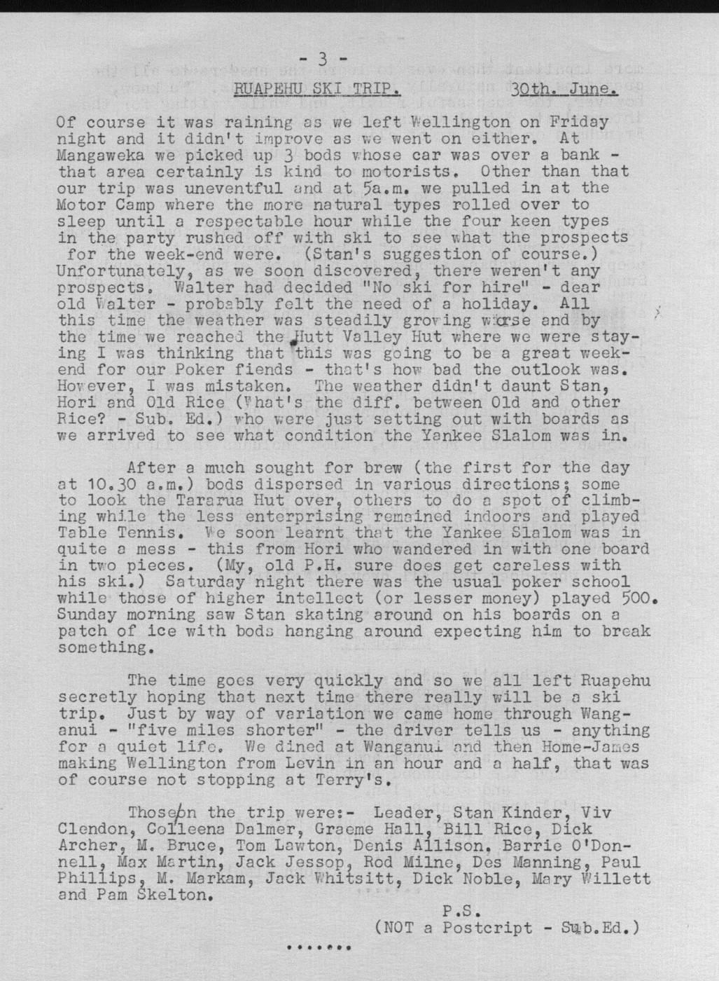 Scanned journal page 1 of 2: Ruapehu Ski Trip
