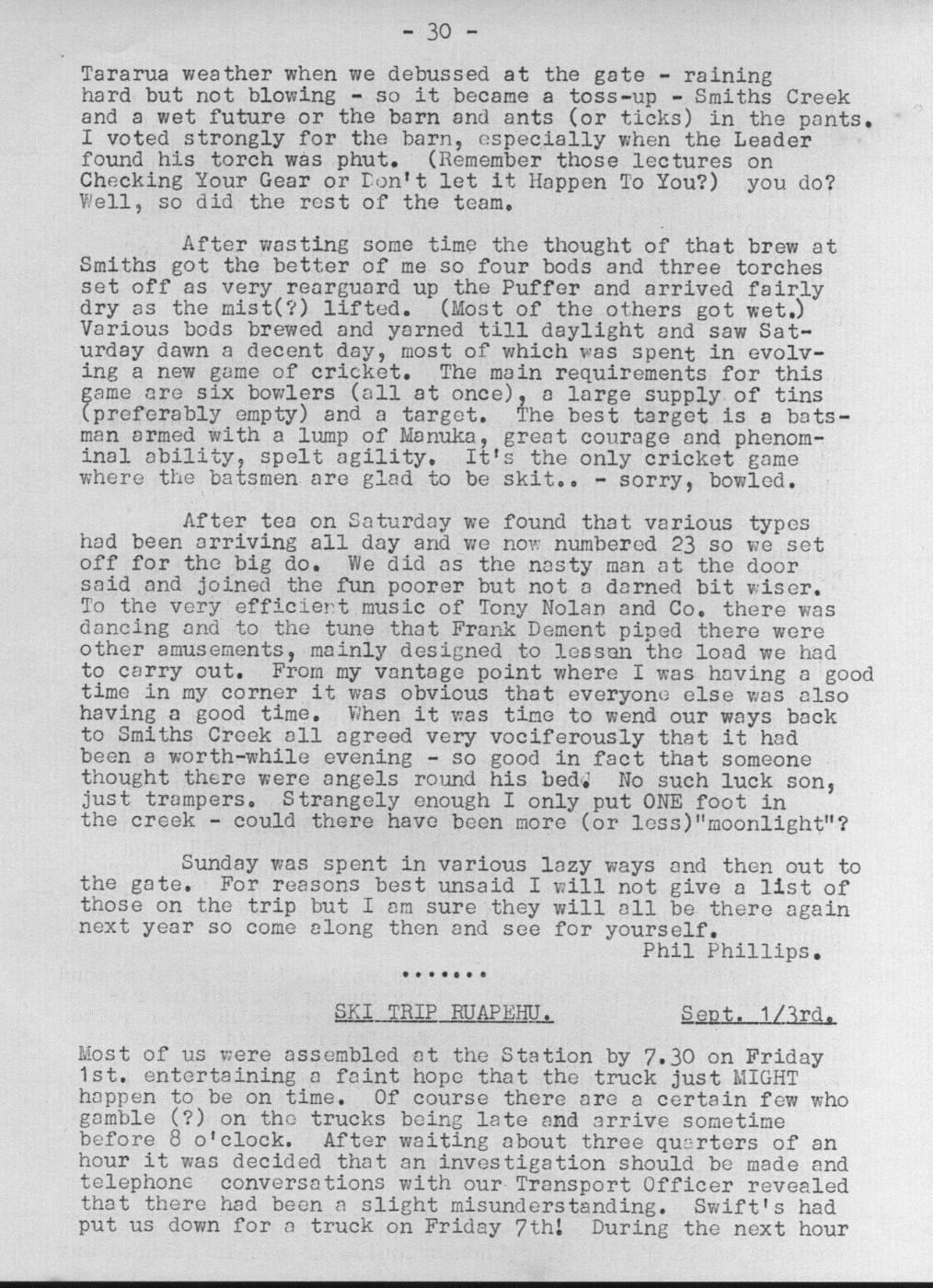 Scanned journal page 1 of 3: Ski Trip Ruapehu