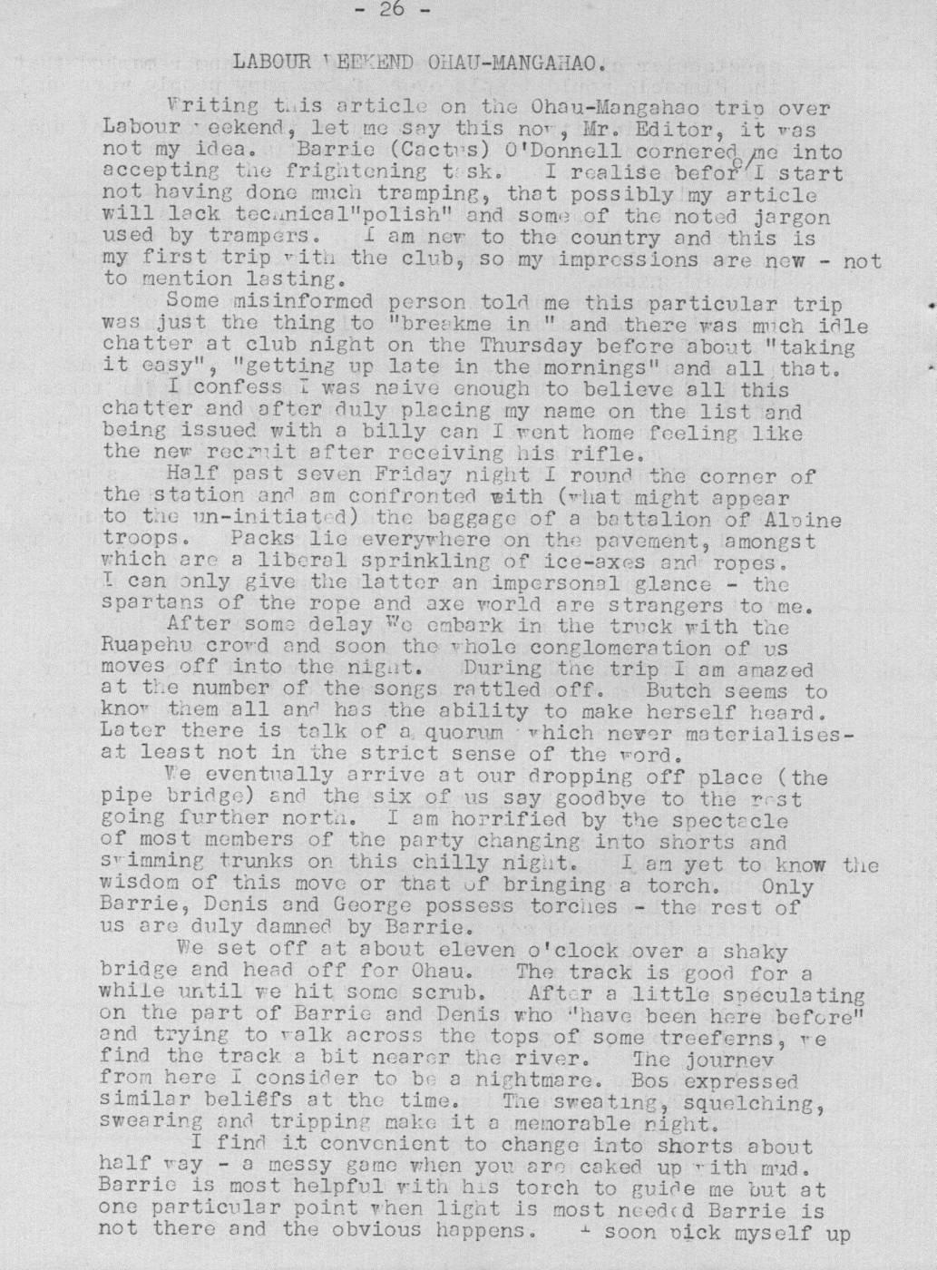 Scanned journal page 1 of 4: Labour Weekend Ōhau - Mangahao