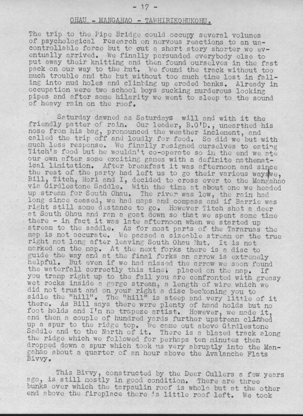 Scanned journal page 1 of 3: Ohau - Mangahao - Tawhirikohukohu
