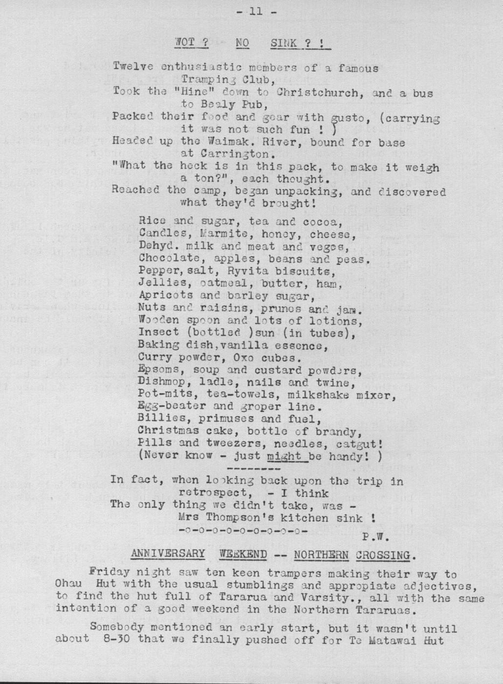 Scanned journal page 1 of 2: Anniversary Weekend - Northern Crossing