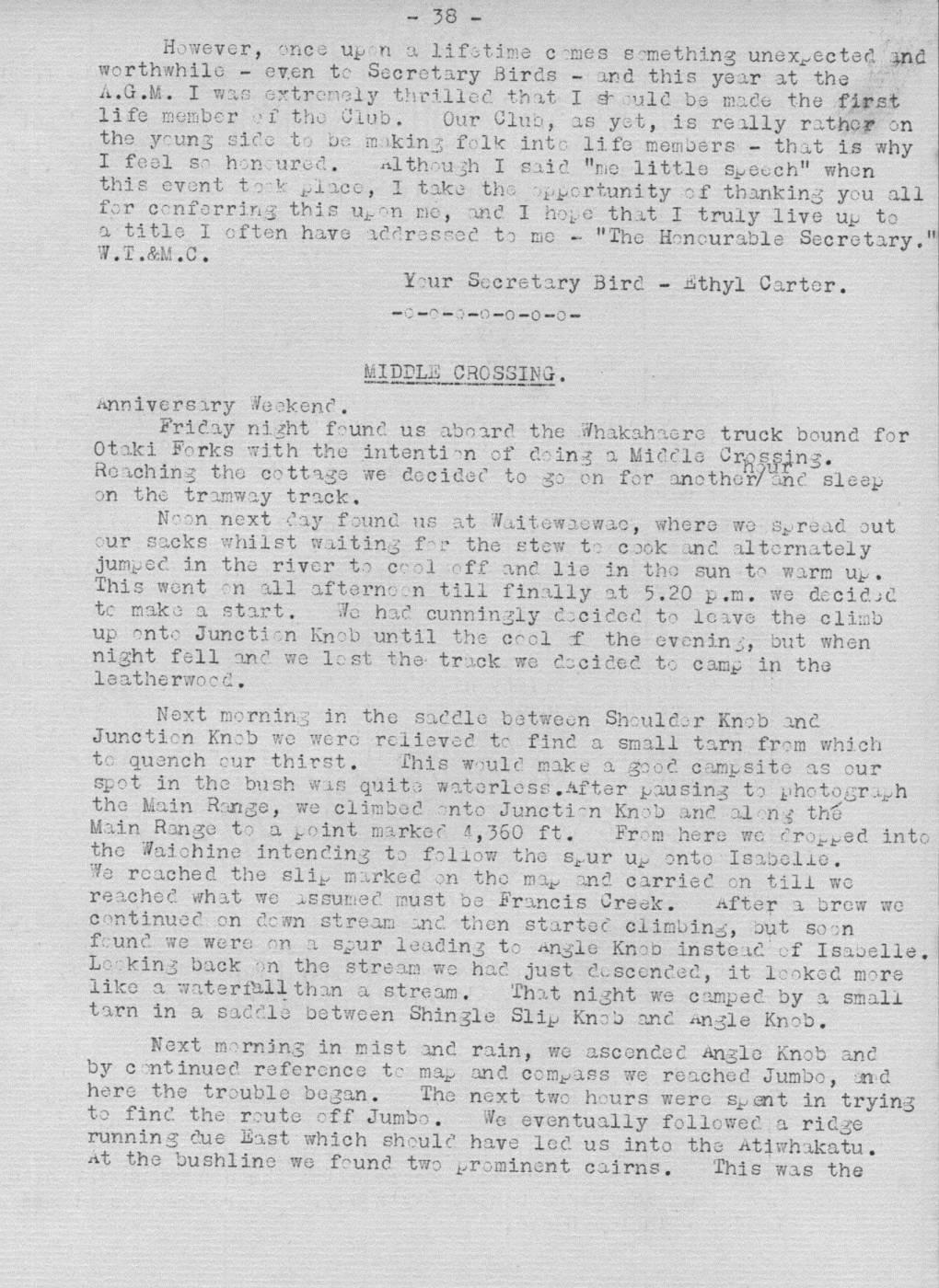 Scanned journal page 1 of 2: Middle Crossing - Anniversary Weekend
