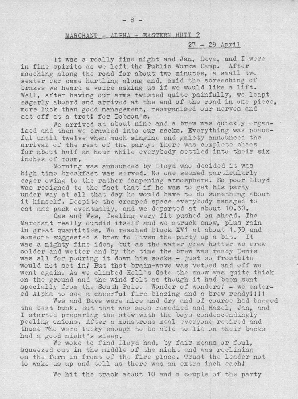 Scanned journal page 1 of 2: Marchant - Alpha - Eastern Hutt