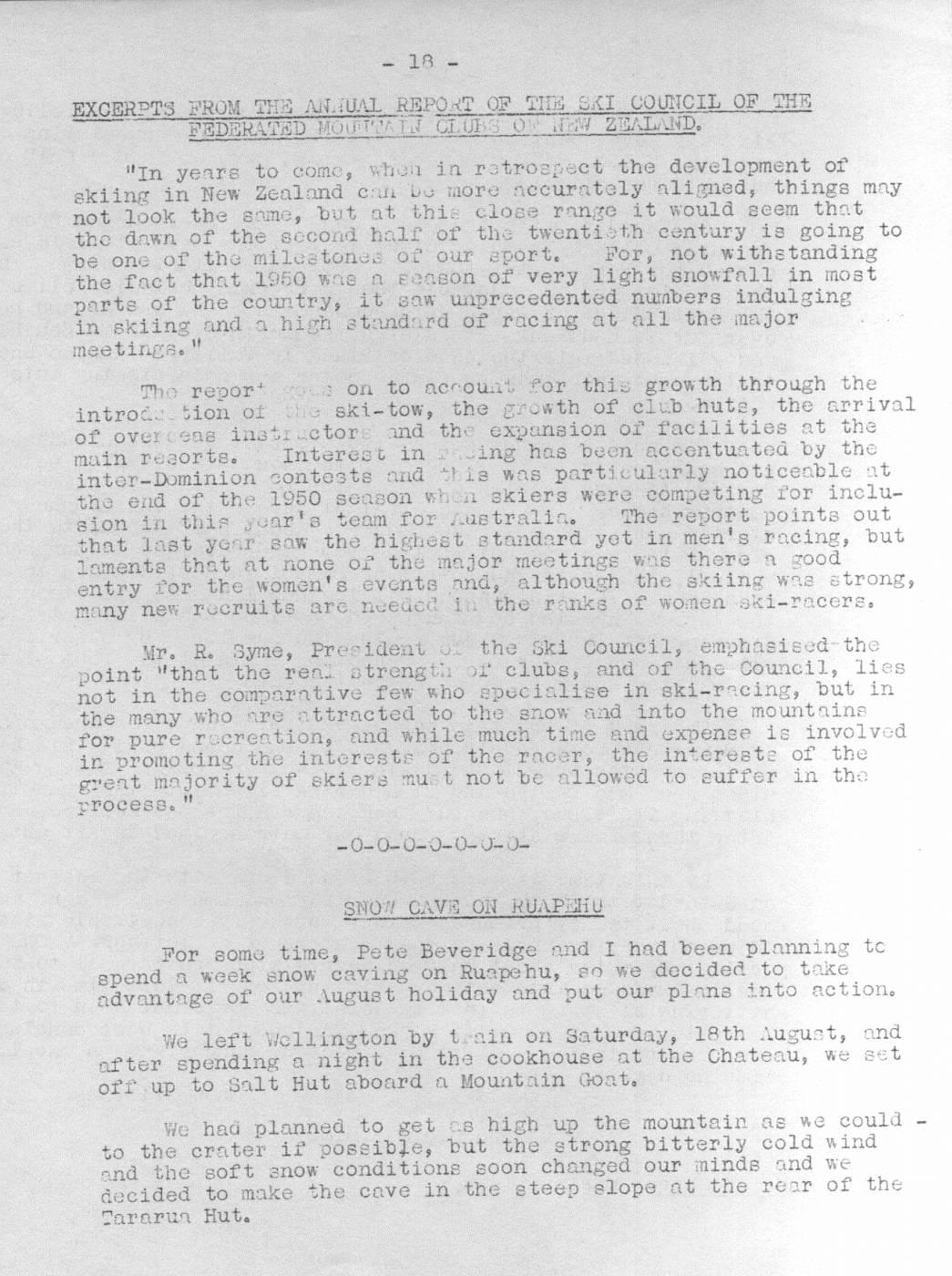 Scanned journal page 1 of 2: Snow Cave on Ruapehu
