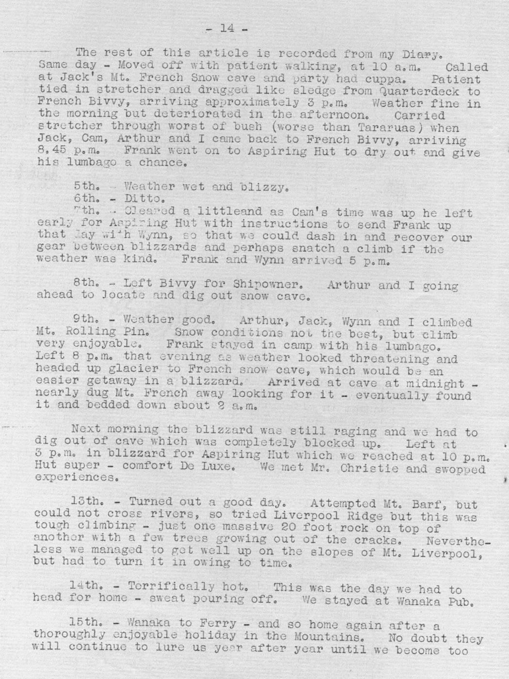 Scanned journal page 8 of 9: Xmas Under Mount Aspiring