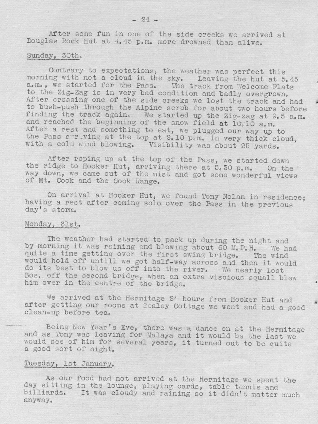 Scanned journal page 2 of 4: Copland Pass - Hermitage
