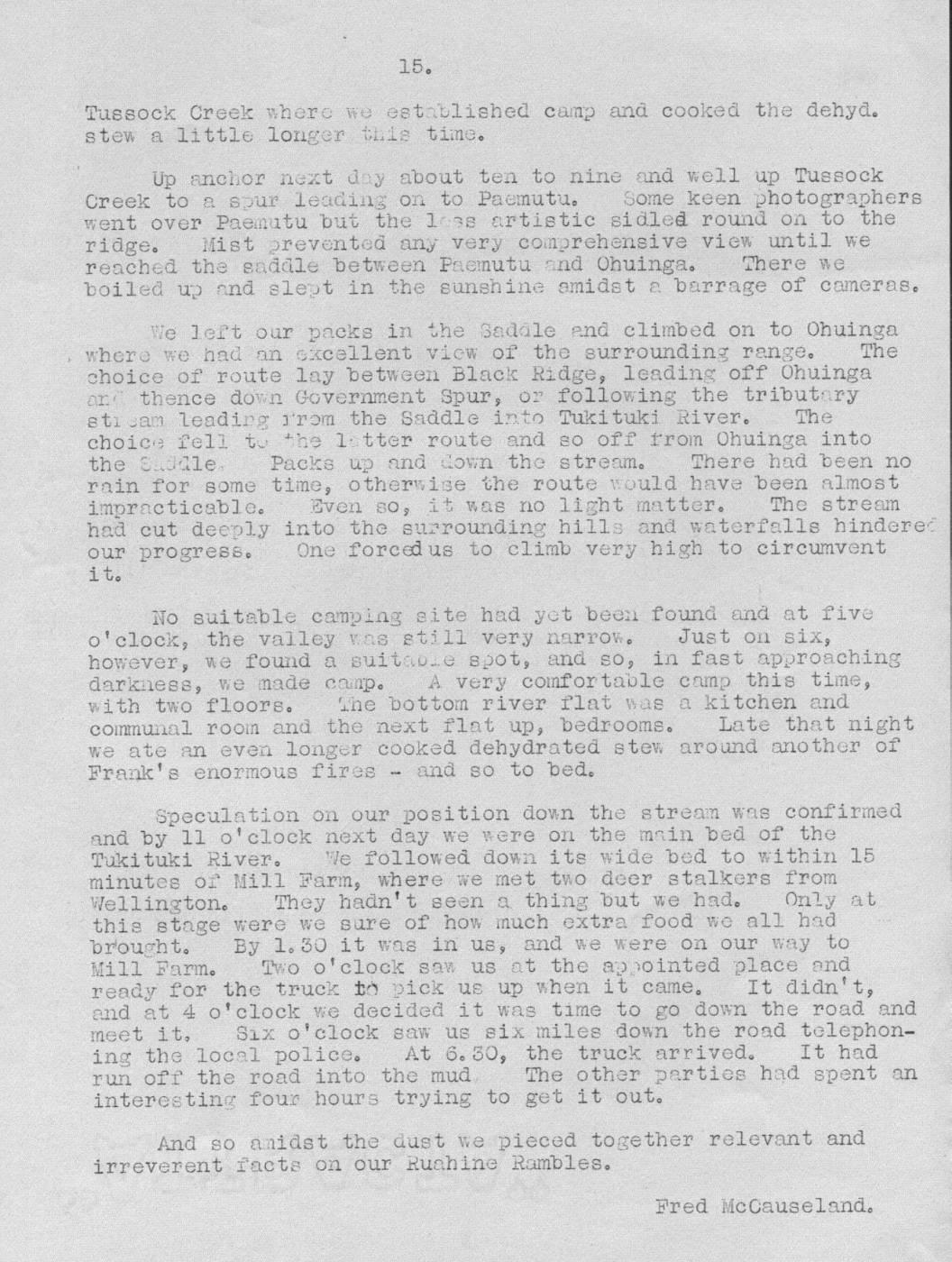 Scanned journal page 2 of 2: Ruahine Rambles