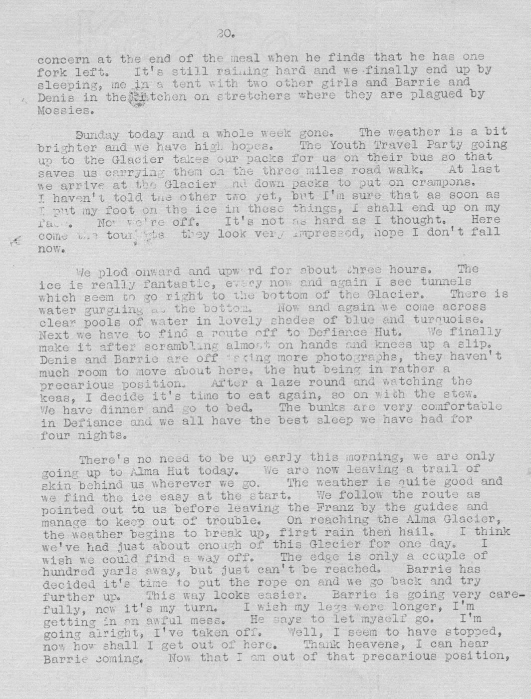 Scanned journal page 2 of 5: Fox Glacier and Alma Hut Holiday