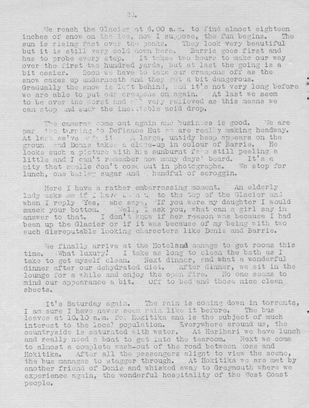Scanned journal page 4 of 5: Fox Glacier and Alma Hut Holiday