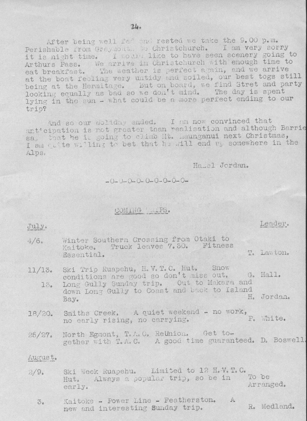 Scanned journal page 5 of 5: Fox Glacier and Alma Hut Holiday