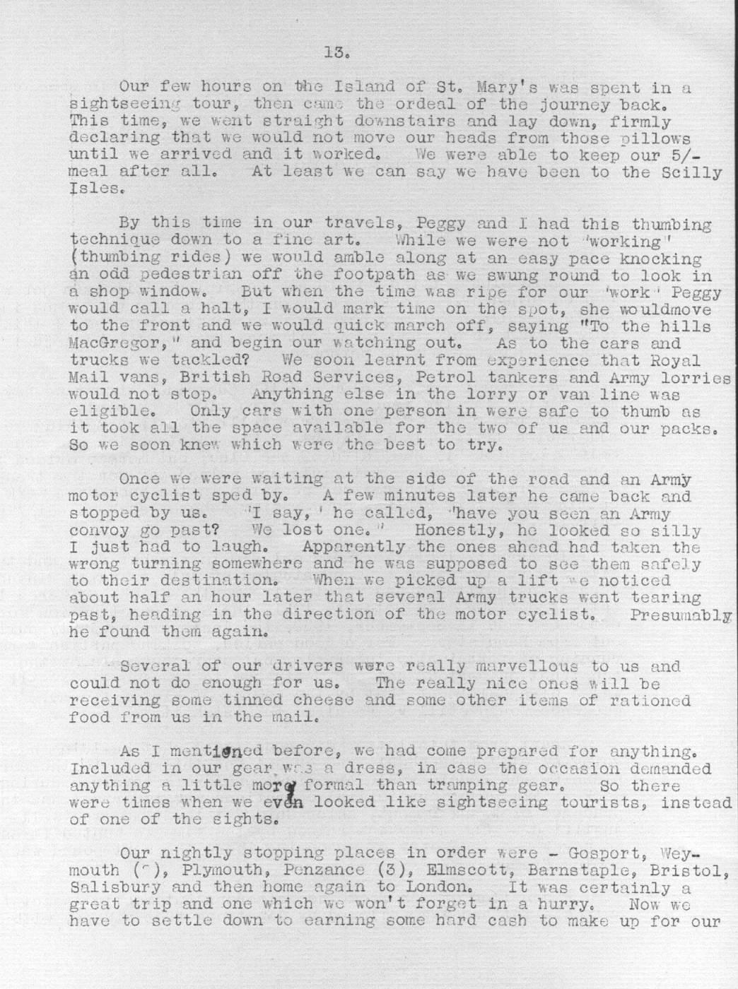 Scanned journal page 6 of 7: Going My Way? or Hitch-Hiking in England