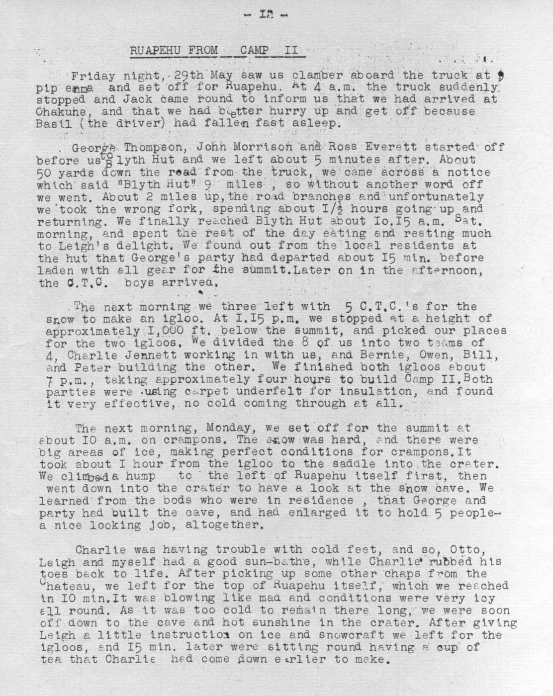 Scanned journal page 1 of 2: Ruapehu from Camp II