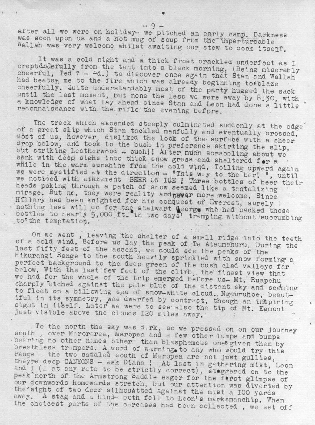 Scanned journal page 2 of 4: Coronation Weekend in the Ruahines