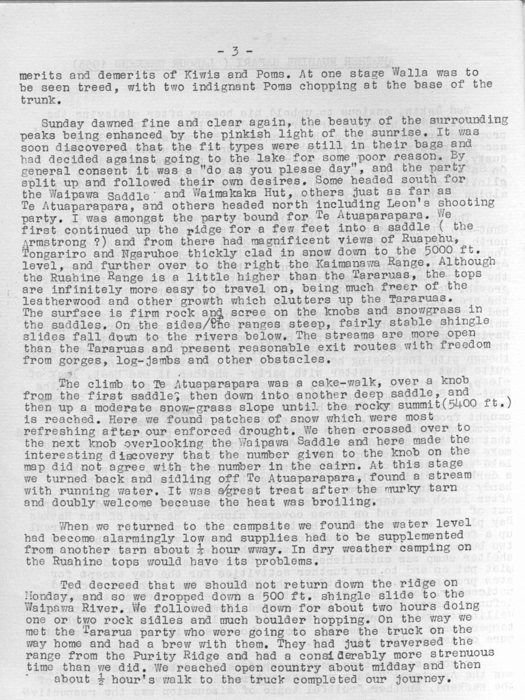 Scanned journal page 2 of 3: Another Ruahine Safari (Labour Weekend 1953)