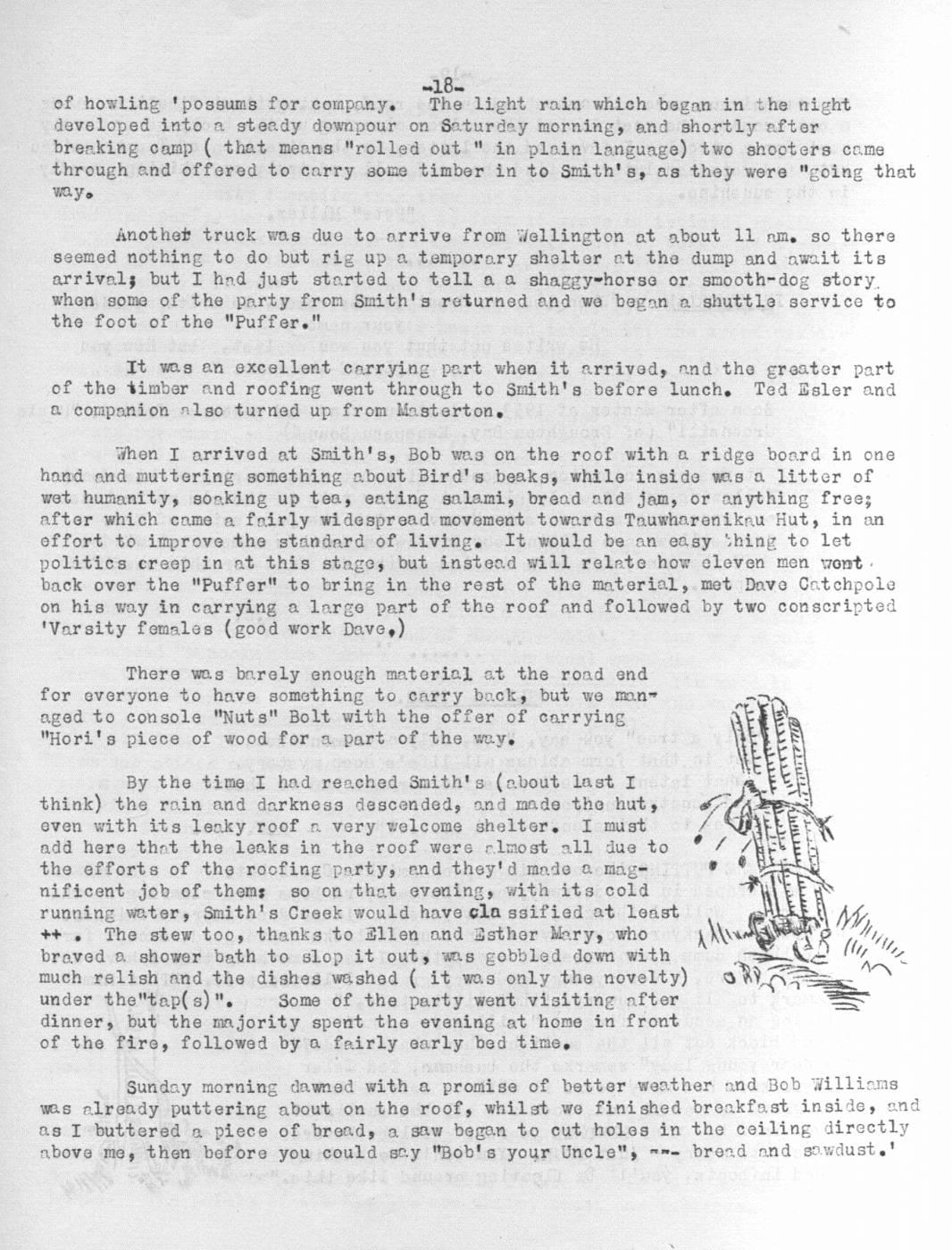 Scanned journal page 2 of 3: A New Tin Top (Smith's Creek hut, 26th-28th March 1954)