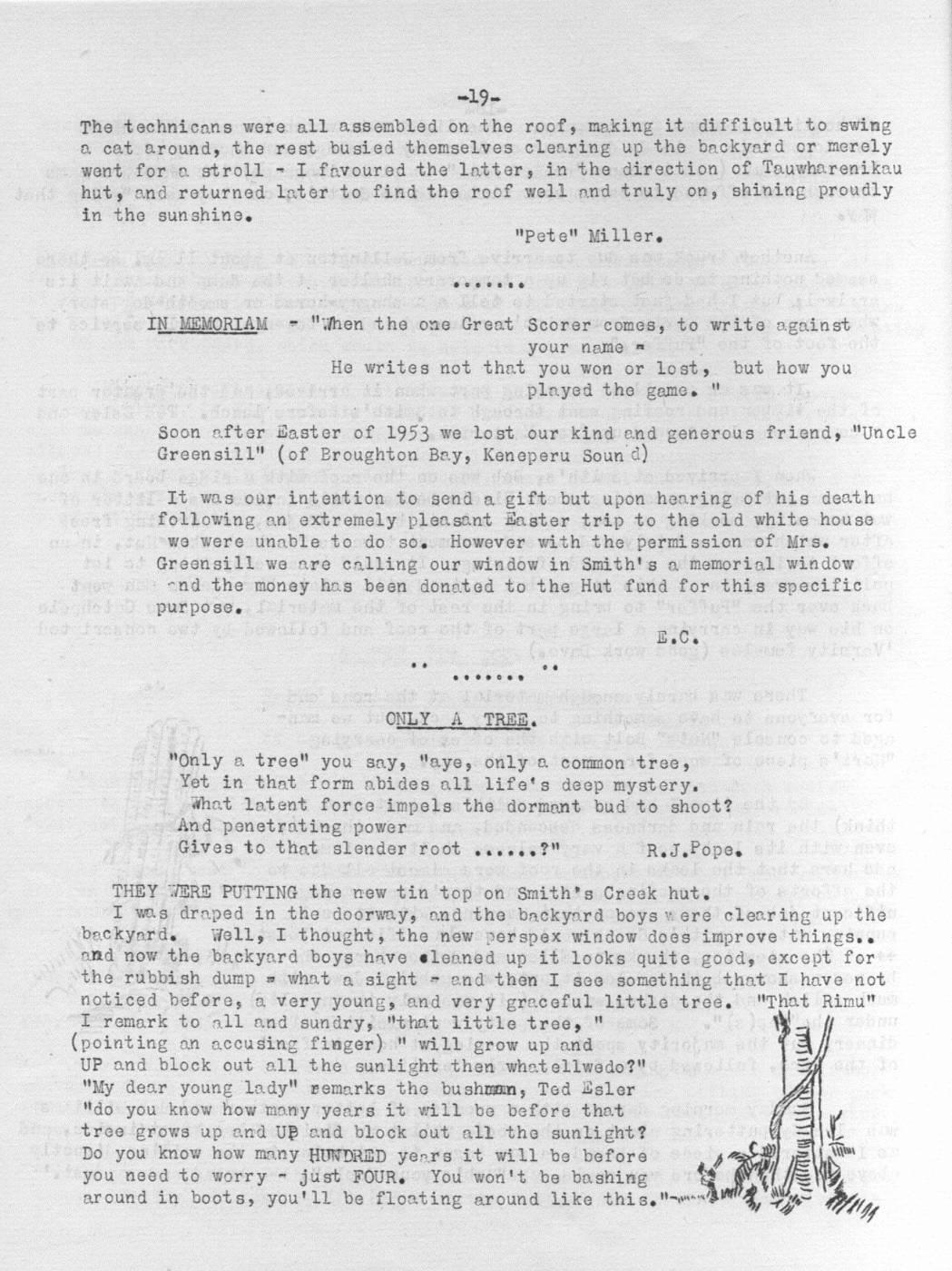 Scanned journal page 3 of 3: A New Tin Top (Smith's Creek hut, 26th-28th March 1954)