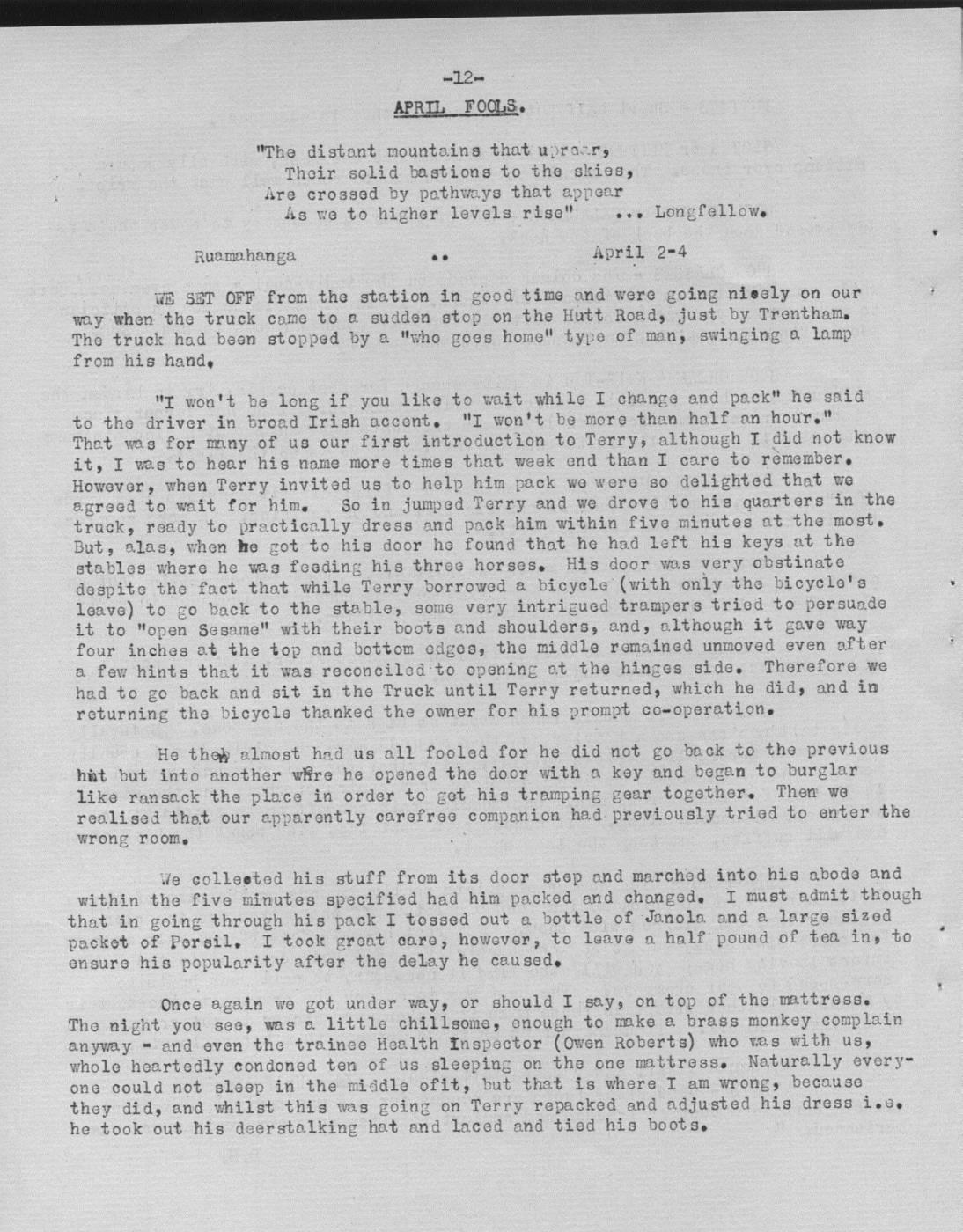 Scanned journal page 1 of 3: April Fools (Ruamahanga)