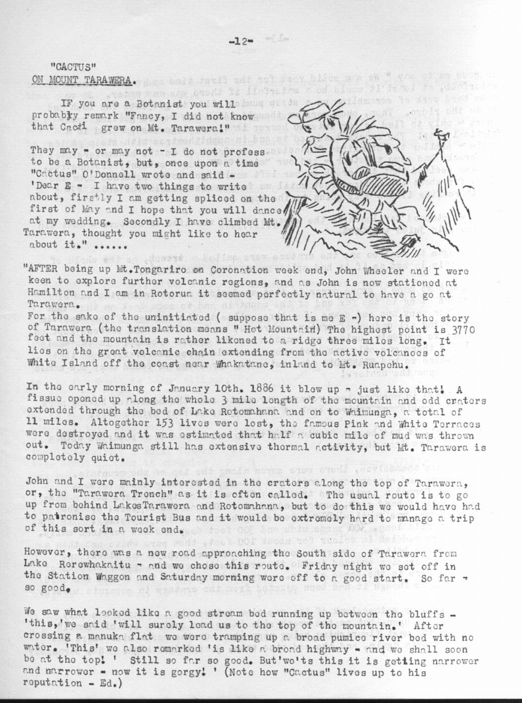 Scanned journal page 1 of 3: Cactus on Mount Tarawera