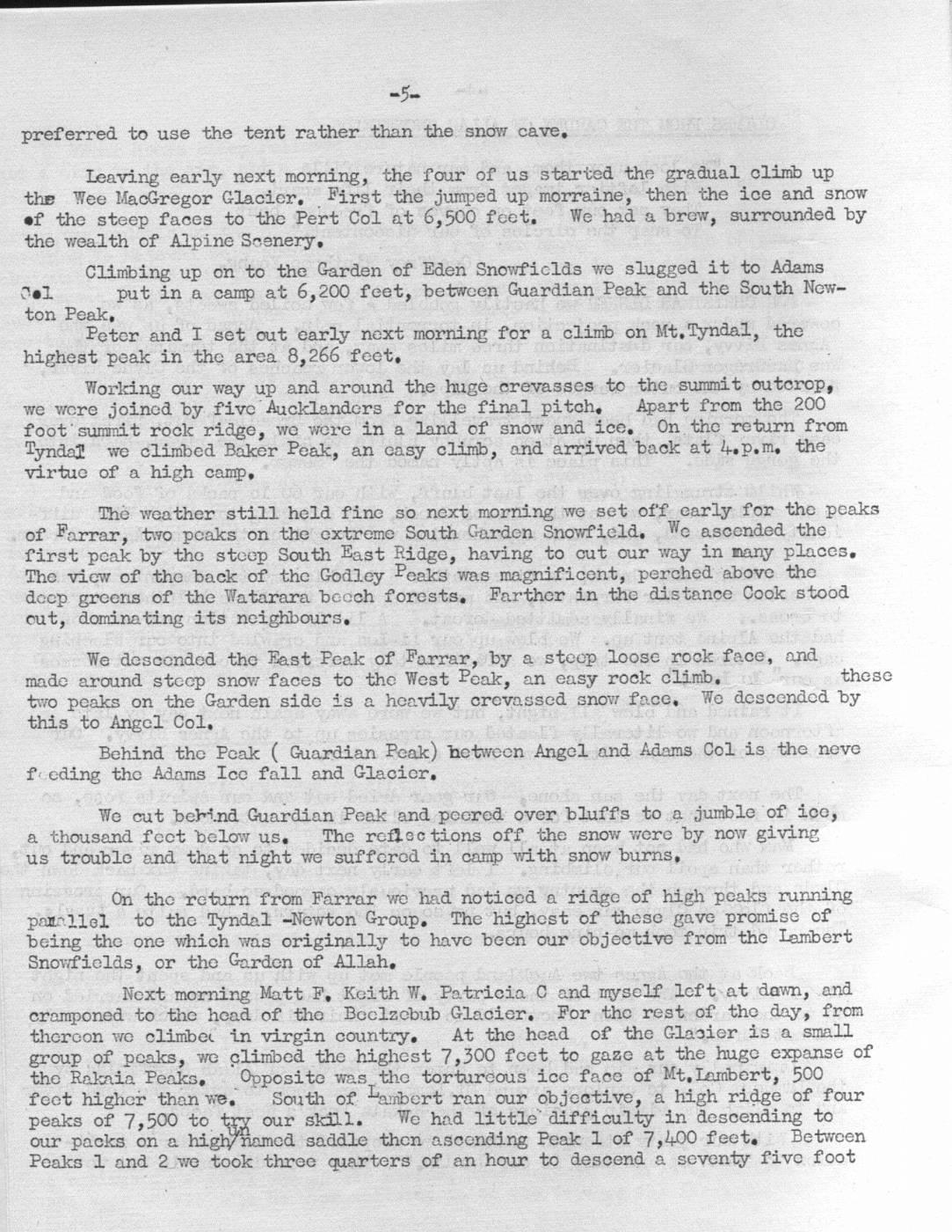 Scanned journal page 2 of 4: Climbs from the Garden of Allah Snowfields