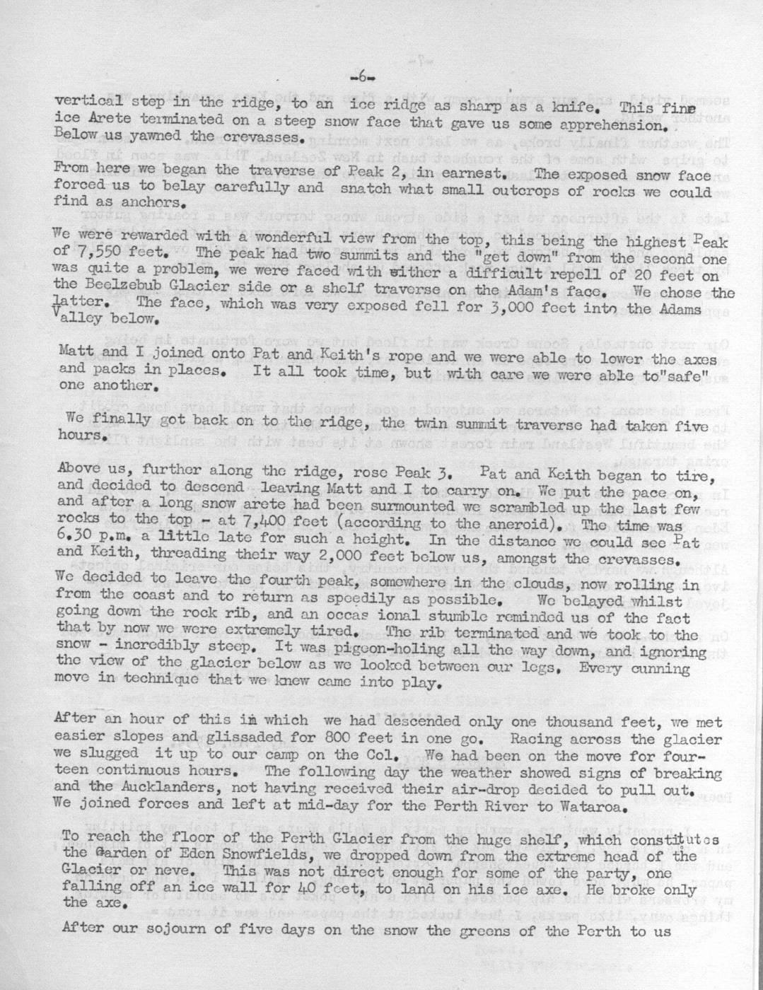 Scanned journal page 3 of 4: Climbs from the Garden of Allah Snowfields