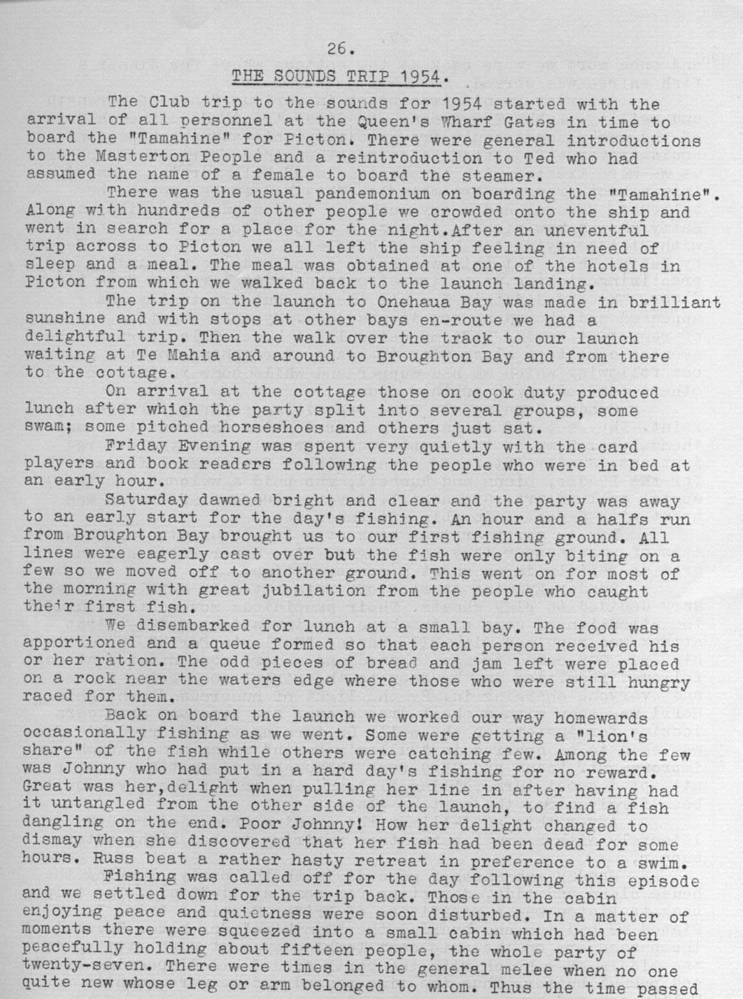 Scanned journal page 1 of 2: The Sounds Trip 1954