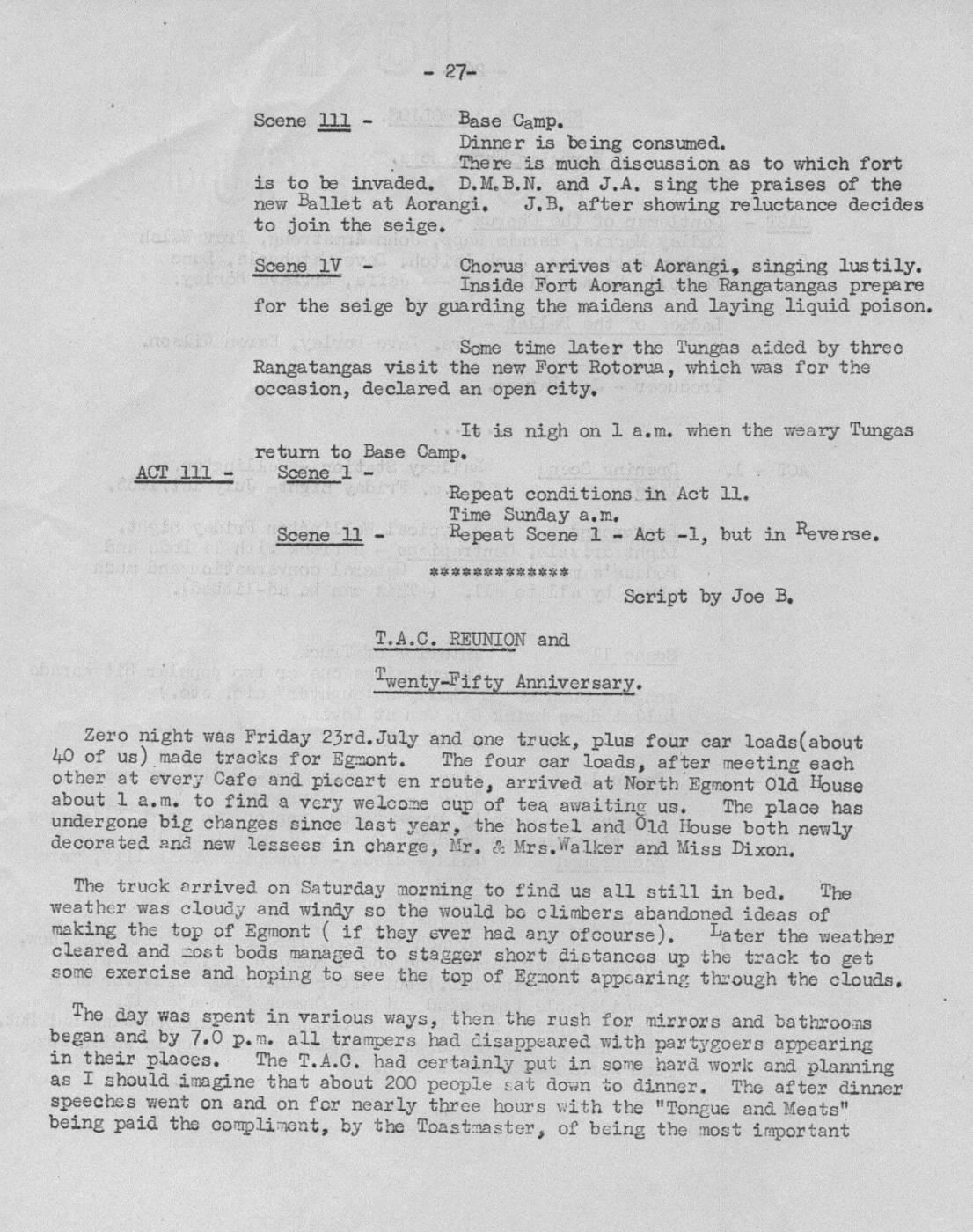 Scanned journal page 1 of 2: T.A.C. Reunion and Twenty-Fifth Anniversary (Egmont, July 1955)