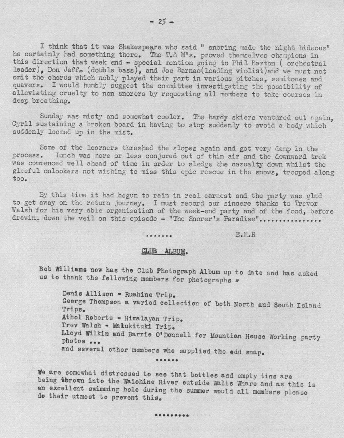 Scanned journal page 2 of 2: Ruapehu Episode: Hutt Valley Hut (The Snorer's Paradise)