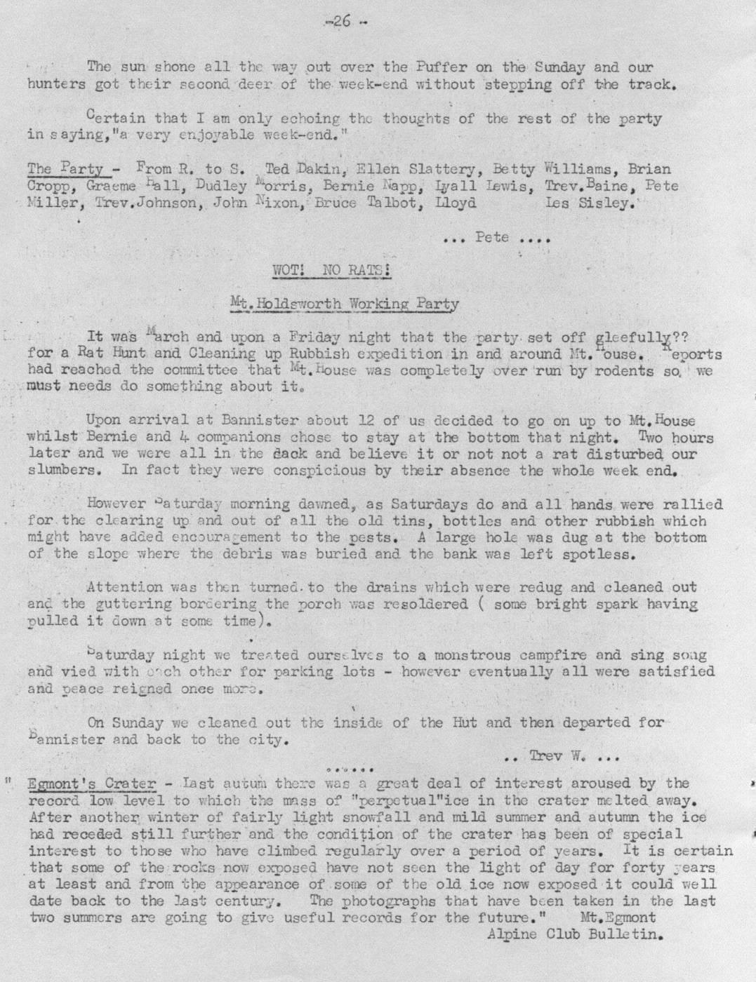 Scanned journal page 1 of 1: Wot! No Rats! Mt Holdsworth Working Party