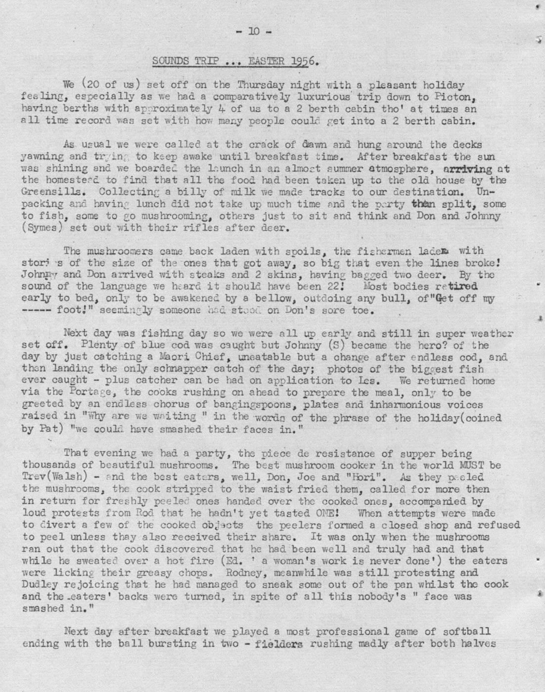 Scanned journal page 1 of 2: Sounds Trip: Easter 1956