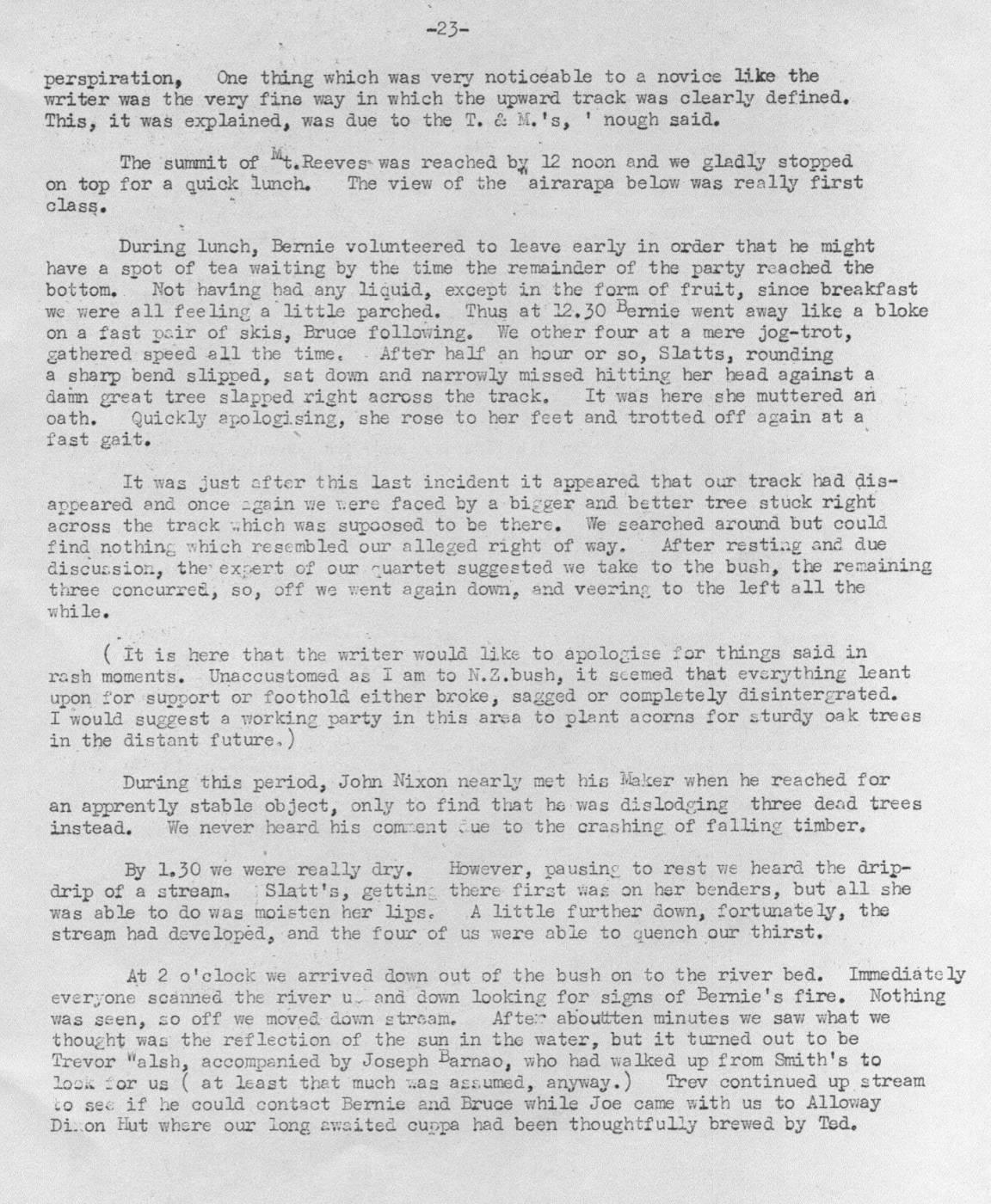 Scanned journal page 2 of 5: All Roads Lead to Smiths (Walls - Mt Reeves - Smiths, 4th-7th May 1956)