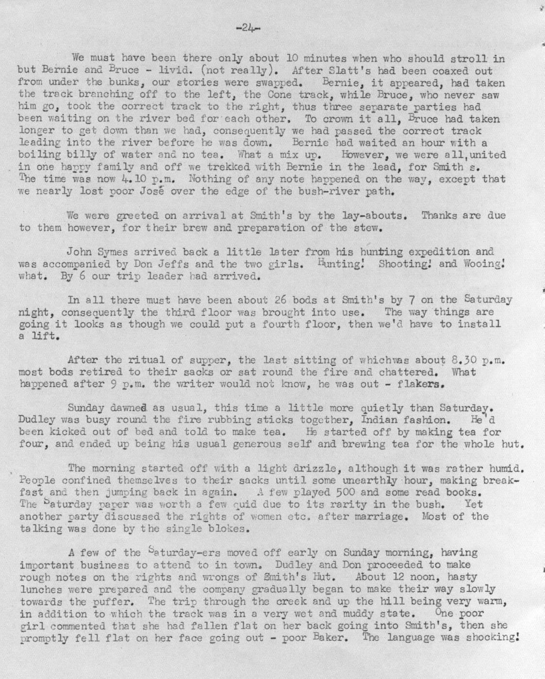 Scanned journal page 3 of 5: All Roads Lead to Smiths (Walls - Mt Reeves - Smiths, 4th-7th May 1956)