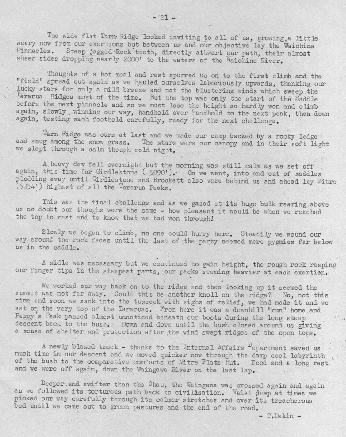 Scanned journal page 2 of 2: The Top o' the Tararuas