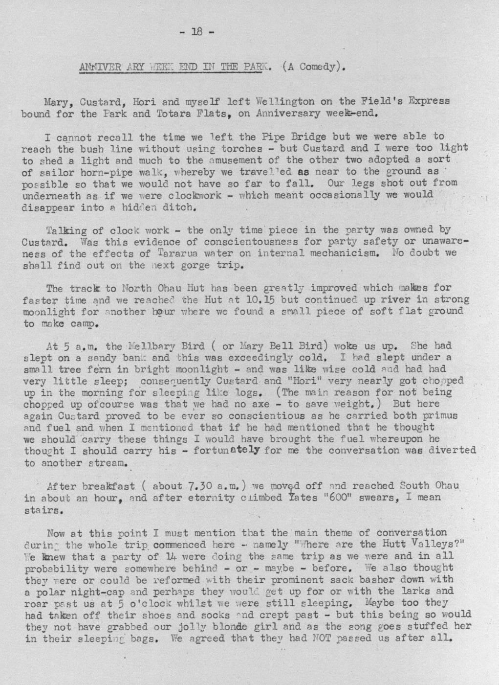 Scanned journal page 1 of 5: Anniversary Weekend in the Park (A Comedy)