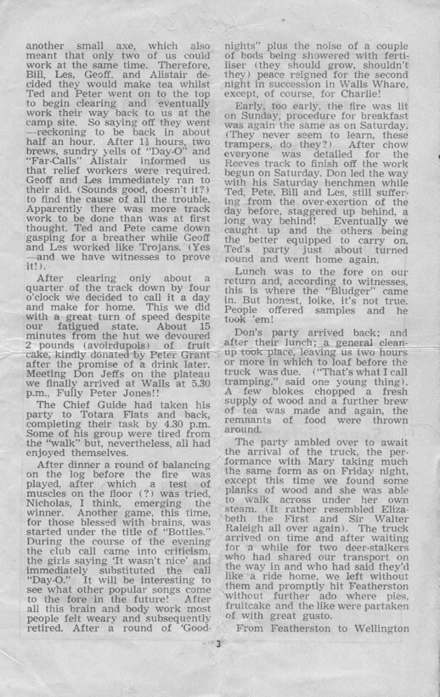 Scanned journal page 2 of 4: Working Party to Walls Whare - Reeves Track