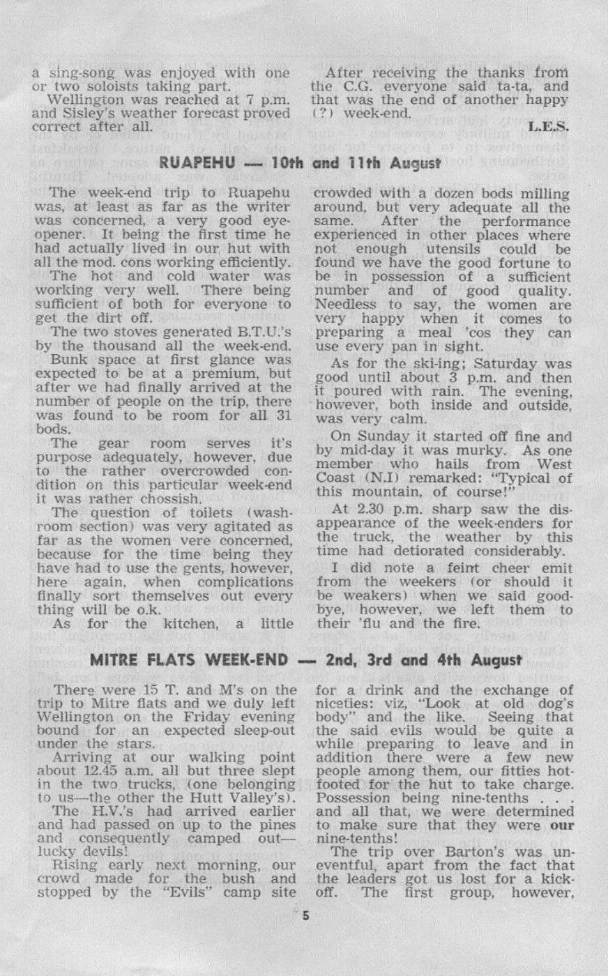 Scanned journal page 4 of 4: Working Party to Walls Whare - Reeves Track