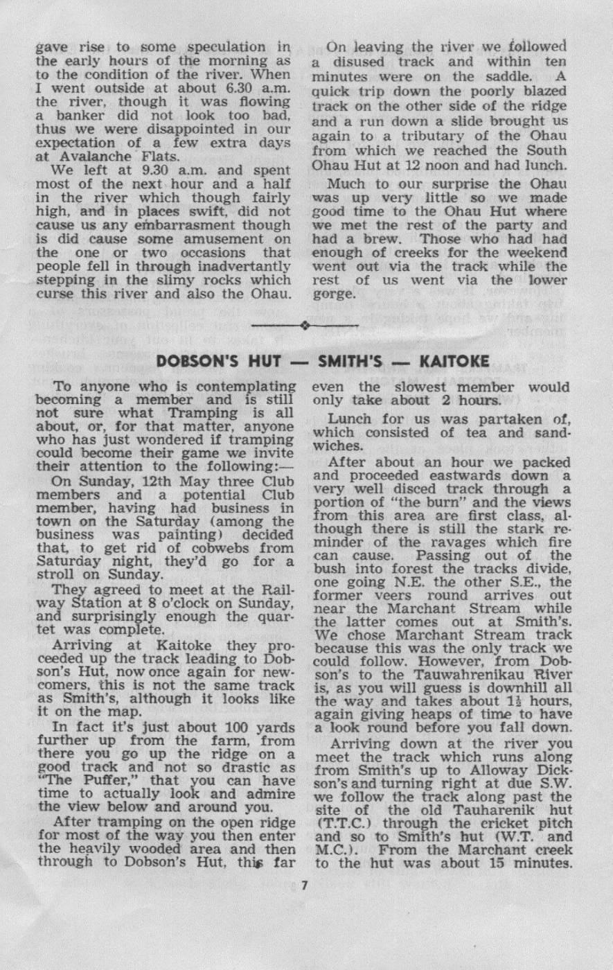 Scanned journal page 1 of 2: Dobson's Hut - Smith's - Kaitoke